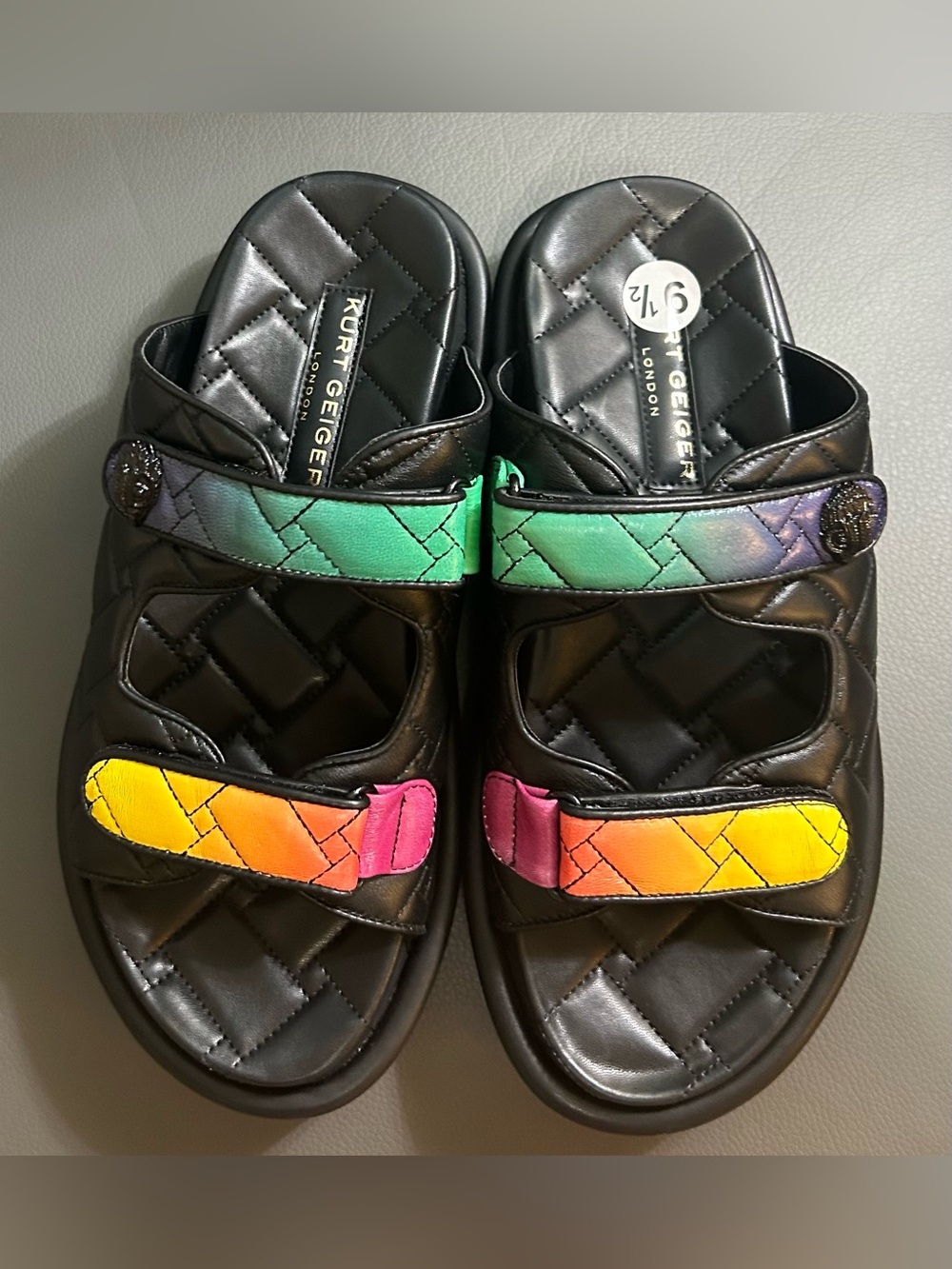 Kurt Geiger London Men's Orson Leather Slide Sandals Multicolour Size US:9.5  43